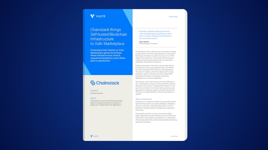 Chainstack Brings Self-hosted Blockchain Infrastructure to Vultr Marketplace